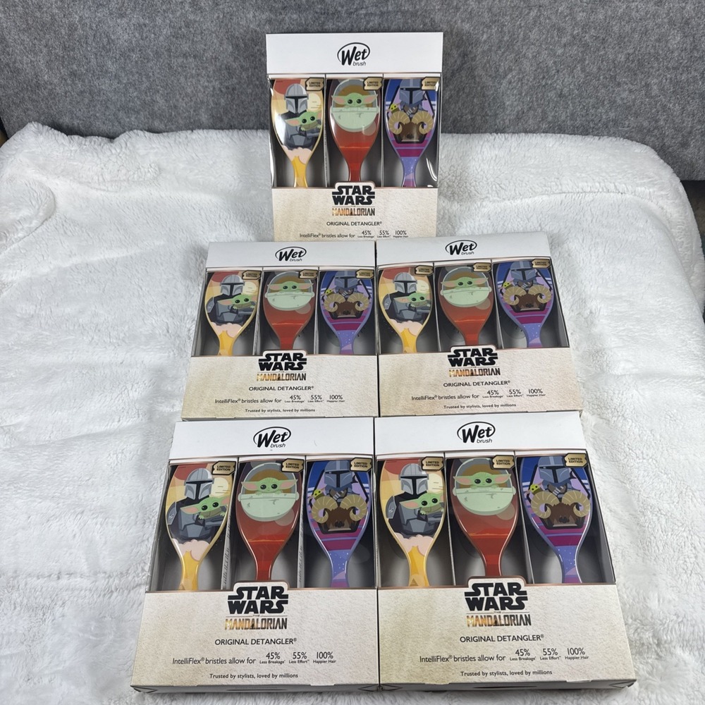 Lot of 5 Wet Brush Star Wars Mandalorian Hair Detangler 5 packs of 3 total 15